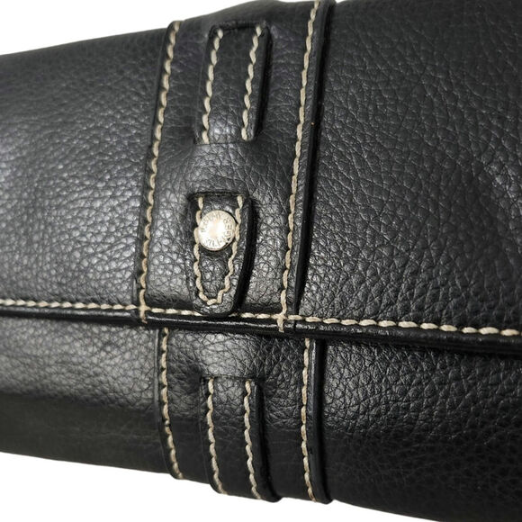 Tommy Hilfiger Black Leather Large Check Book WALLET Retro Trifold - Picture 3 of 9